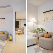 超美60㎡奶油風(fēng)小屋，去客廳化＋餐廚一體，讓小家好住翻倍！真棒