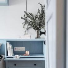 72㎡小戶型北歐混搭風(fēng)藍(lán)灰主調(diào)，陽(yáng)臺(tái)榻榻米休閑兼收納