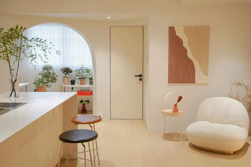 超美60㎡奶油風(fēng)小屋，去客廳化＋餐廚一體，讓小家好住翻倍！真棒