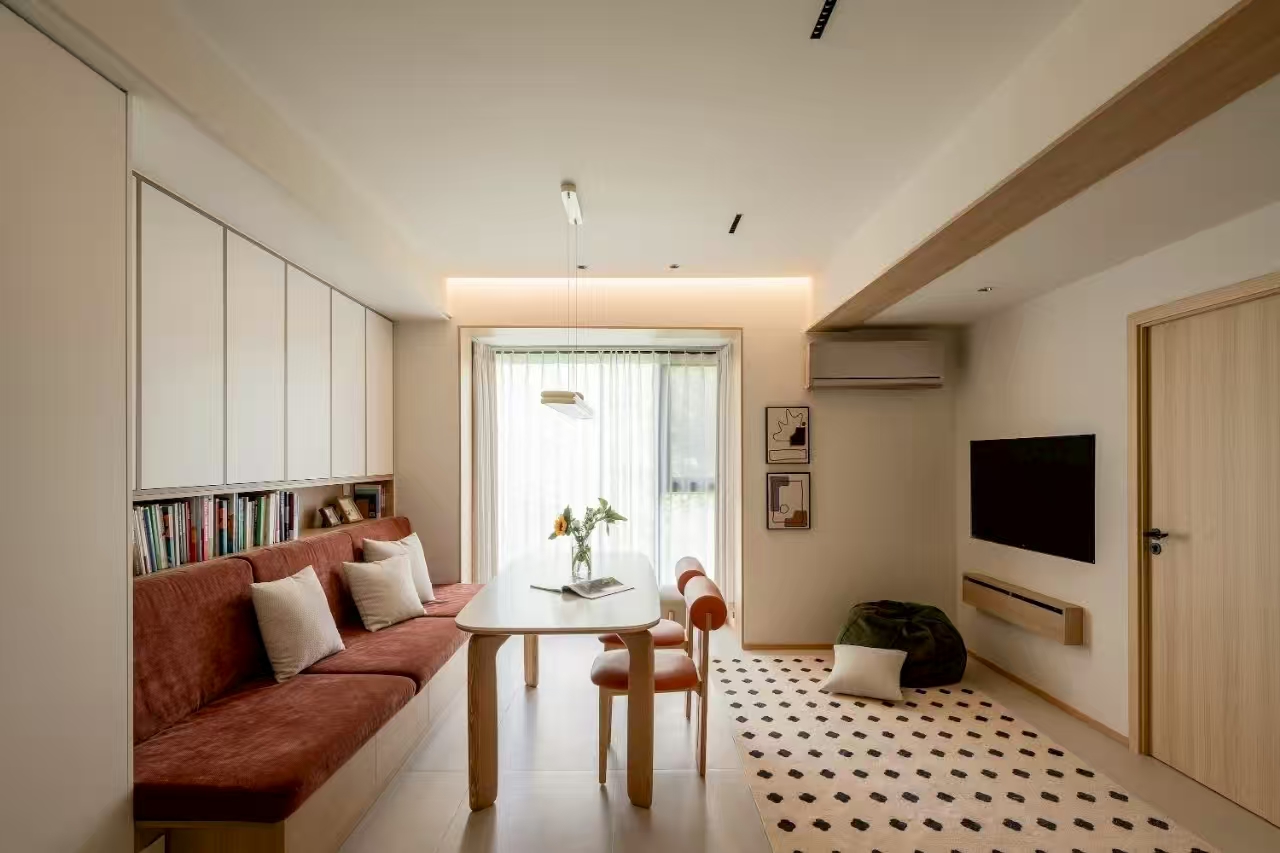 58㎡學(xué)區(qū)房改造溫馨之家，增加圖書墻設(shè)計(jì)，營造良好的學(xué)習(xí)氛圍~